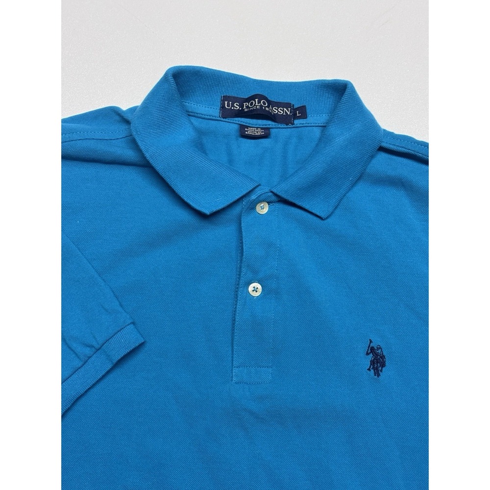 U.S. Polo Assn. Performance Blue/Green Men's Polo Shirt L Short Sleeve Logo